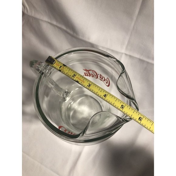 Vintage Coca Cola Clear Glass Bar Pitcher Red Lettering Soda Advertising - Picture 5 of 9